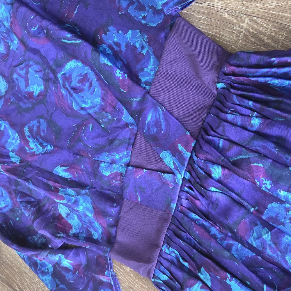 Vintage R&K Originals Floral Blue and Purple Floral Dress - Picture 4 of 10